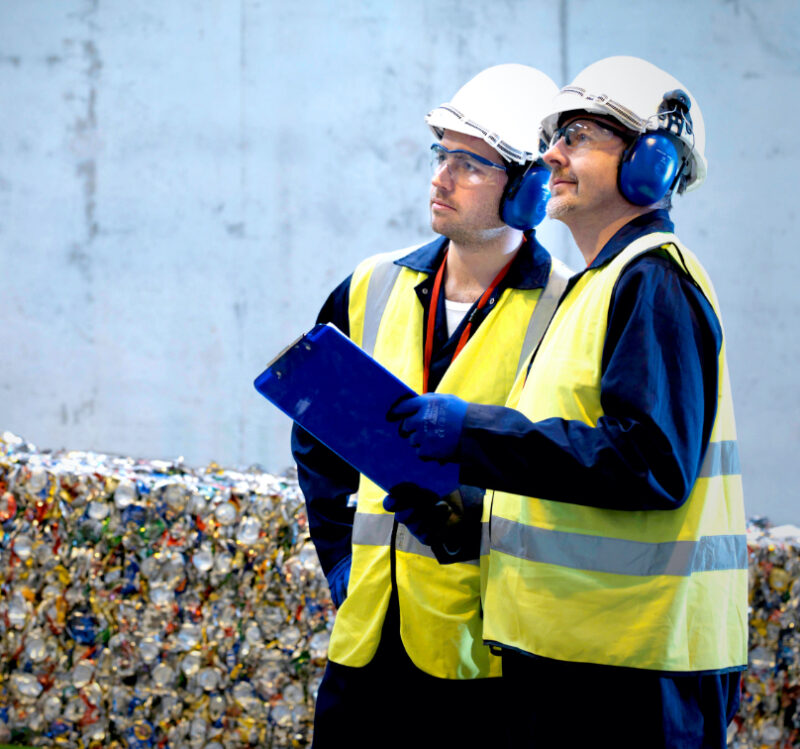 Health and safety inspectors assessing a waste to energy facility